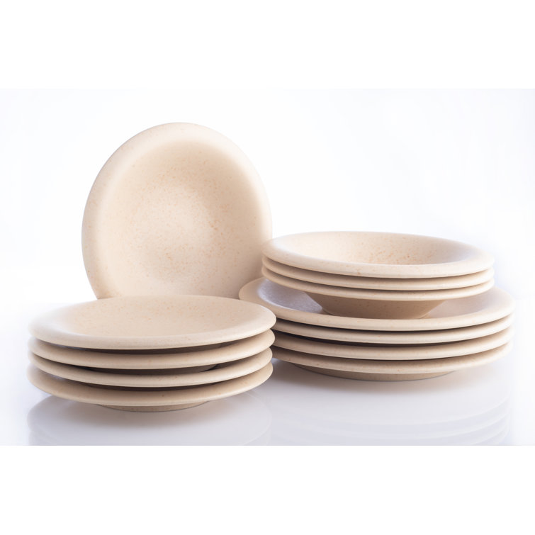 Cream Matte Ceramic 12-Piece Round Dinnerware Set