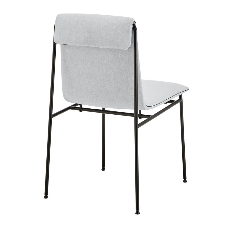 Gray Upholstered Metal Frame Side Chair Set with Steel Legs