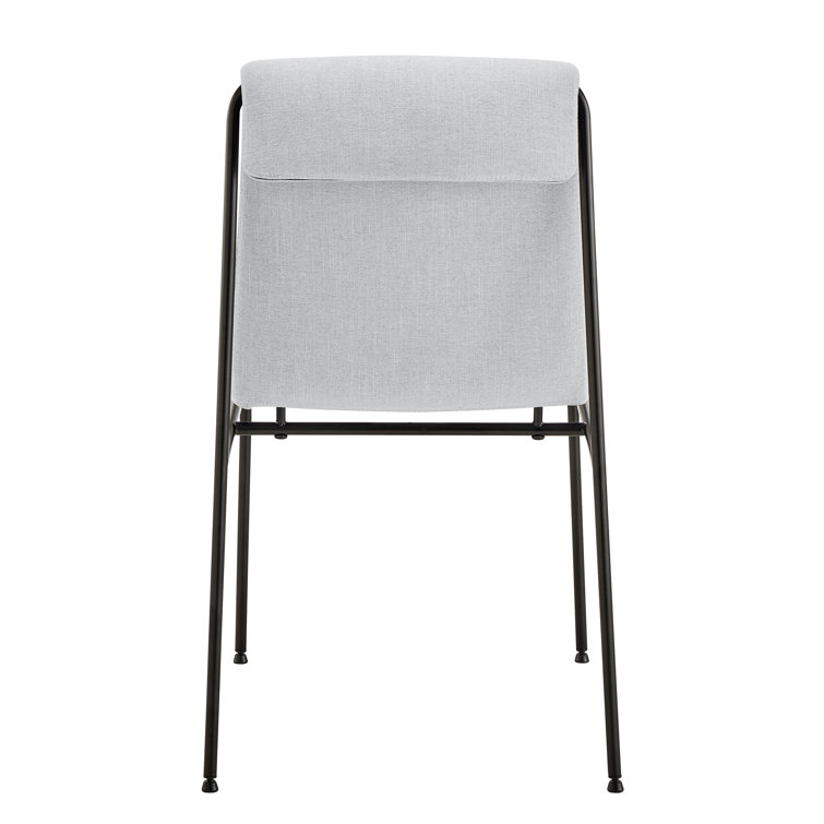 Gray Upholstered Metal Frame Side Chair Set with Steel Legs