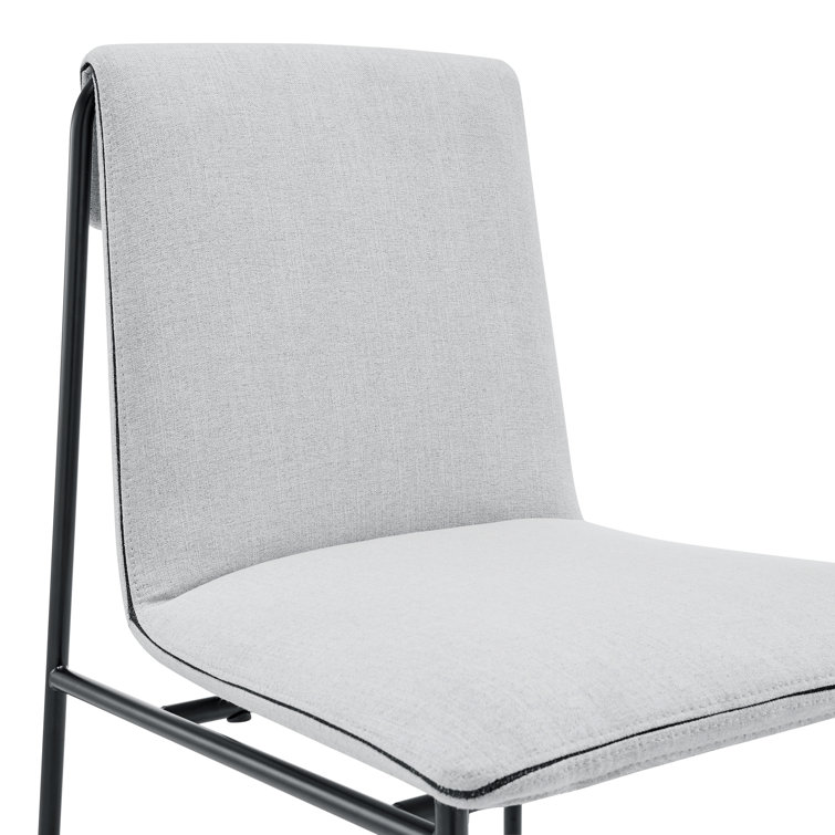 Gray Upholstered Metal Frame Side Chair Set with Steel Legs