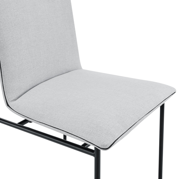 Gray Upholstered Metal Frame Side Chair Set with Steel Legs