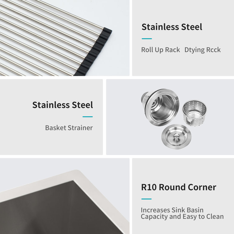 28'' Brushed Nickel Double Bowl Stainless Steel Undermount Kitchen Sink