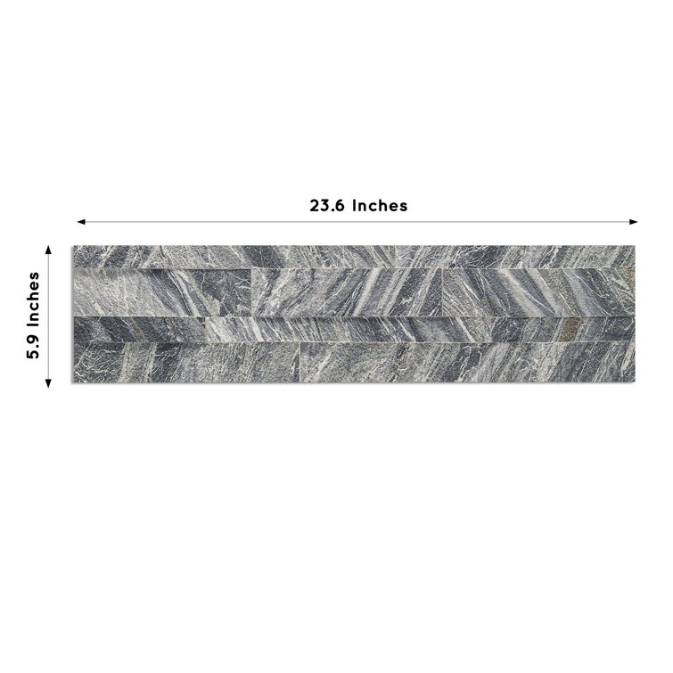 23.6'' Gray Natural Stone Peel and Stick Wall Tile