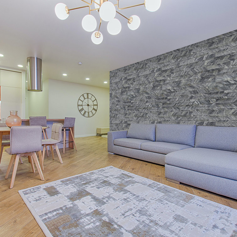 23.6'' Gray Natural Stone Peel and Stick Wall Tile