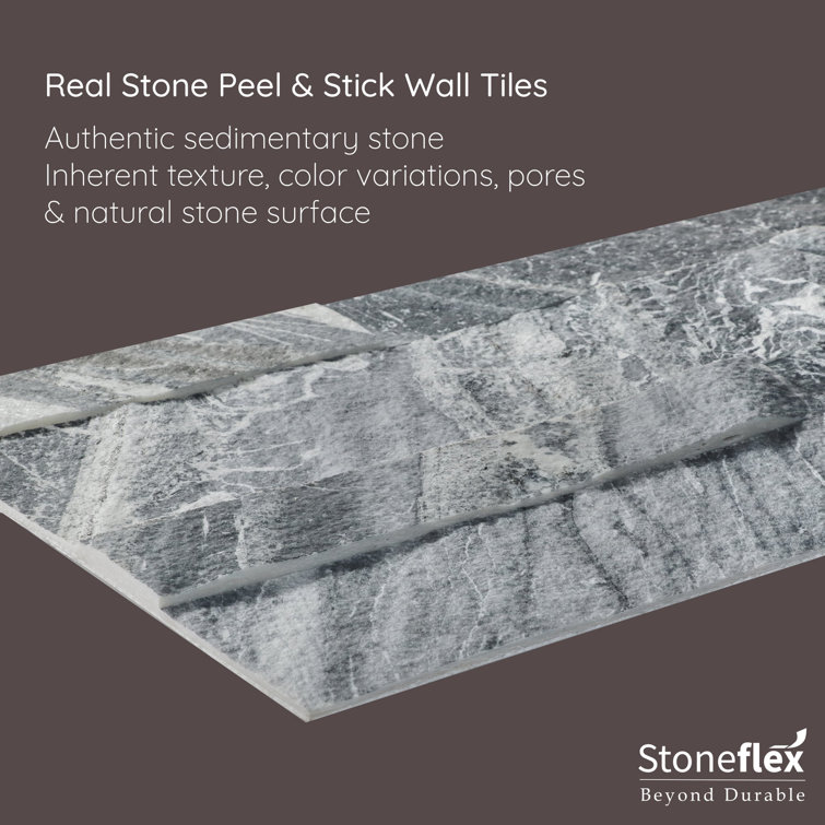 23.6'' Gray Natural Stone Peel and Stick Wall Tile