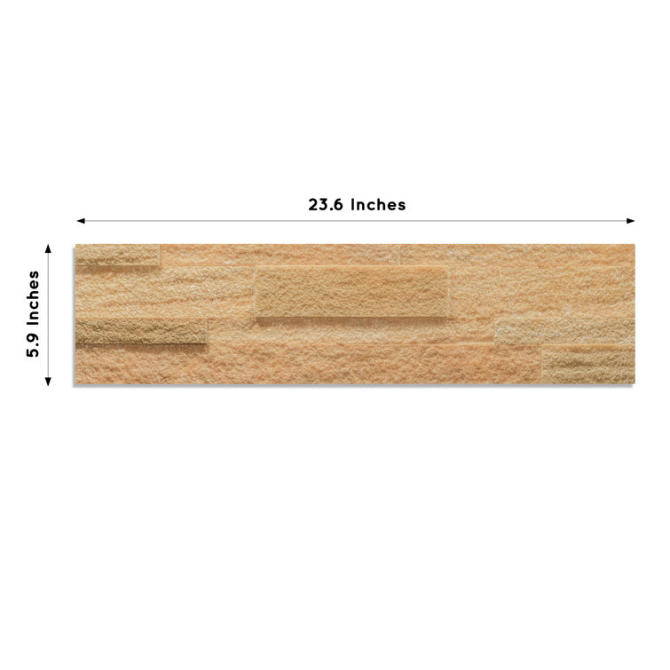 Pack of 10 Beige Sandstone Peel and Stick Wall Tiles