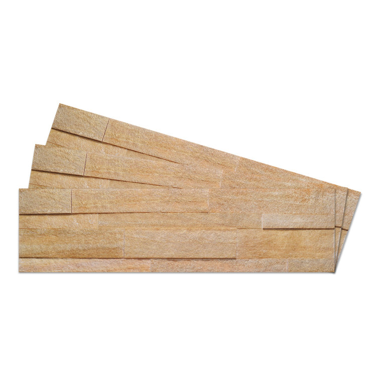 Pack of 10 Beige Sandstone Peel and Stick Wall Tiles