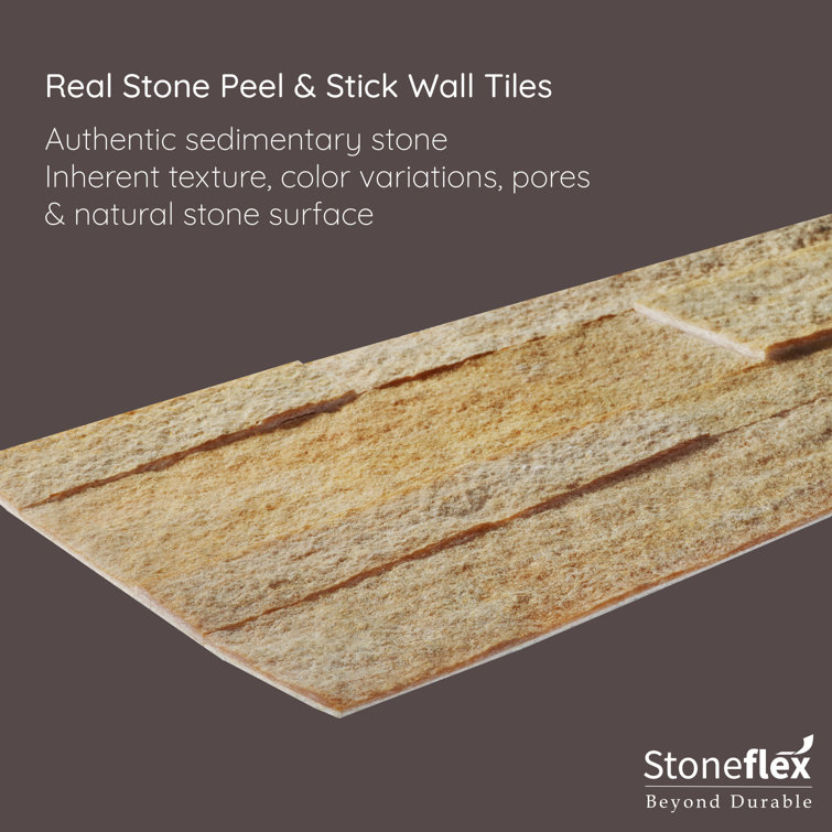 Pack of 10 Beige Sandstone Peel and Stick Wall Tiles