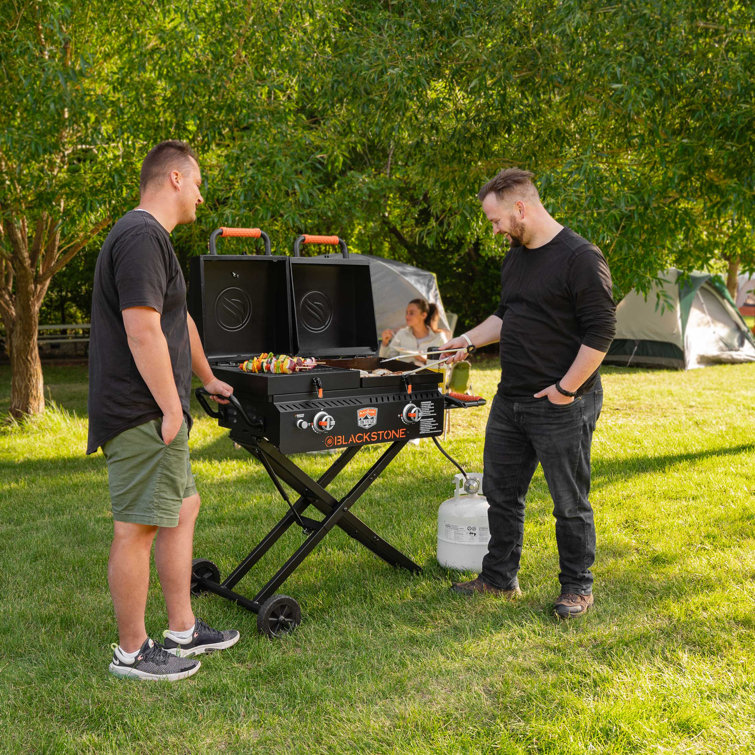 Black 49" Propane Outdoor Griddle with Stainless Steel Burners