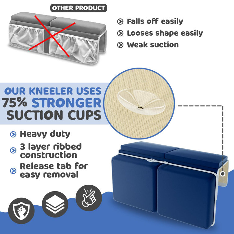 Blue Waterproof Memory Foam Bath Kneeler and Elbow Rest Set