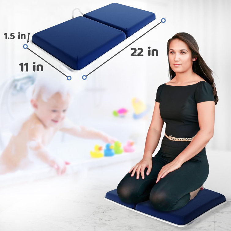 Blue Waterproof Memory Foam Bath Kneeler and Elbow Rest Set