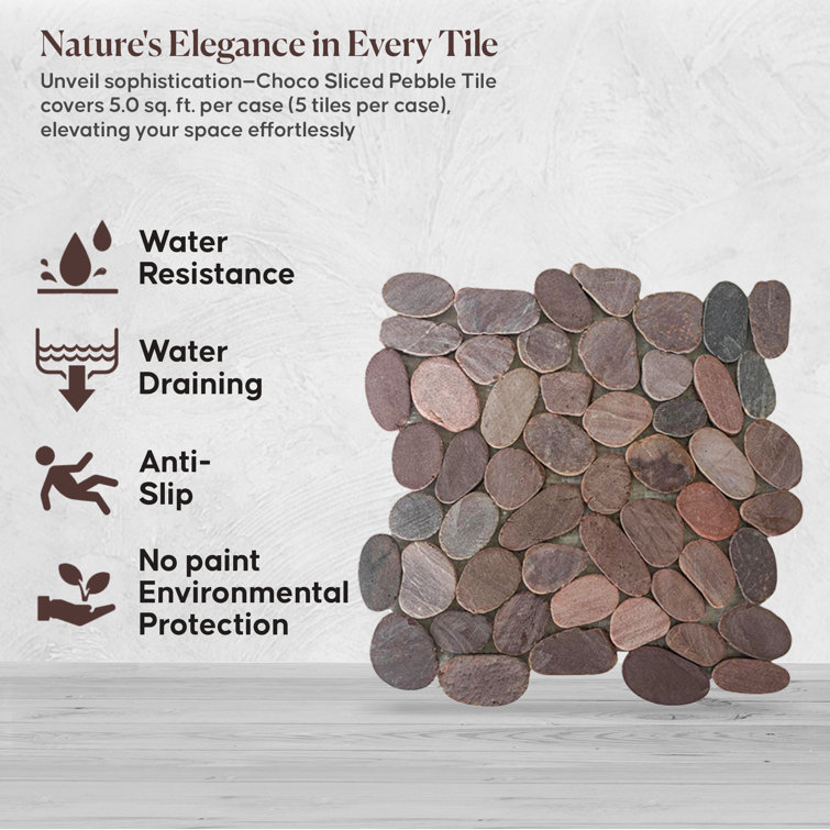 Choco Natural Stone Pebble Mosaic Tile for Indoor and Outdoor