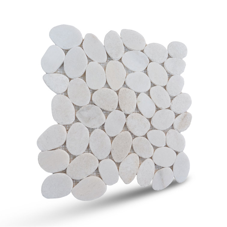 Snow White Natural Stone Pebble Mosaic Tile for Bathroom and Outdoor