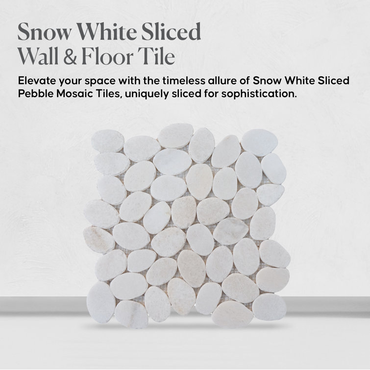 Snow White Natural Stone Pebble Mosaic Tile for Bathroom and Outdoor