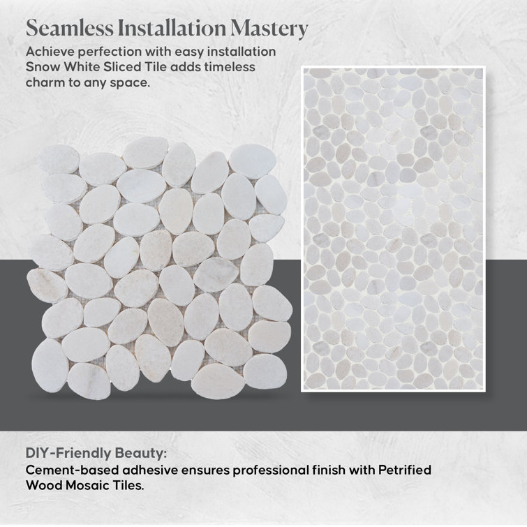 Snow White Natural Stone Pebble Mosaic Tile for Bathroom and Outdoor