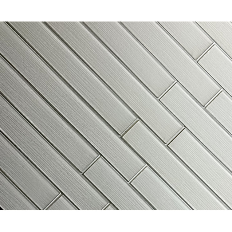 16'' x 2'' White Glass Bullnose Tile Trim
