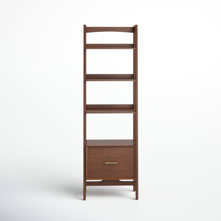 Landon Mid-Century Mahogany Narrow Etagere Bookcase