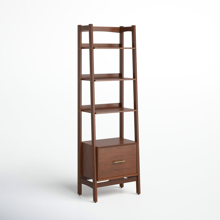 Landon Mid-Century Mahogany Narrow Etagere Bookcase