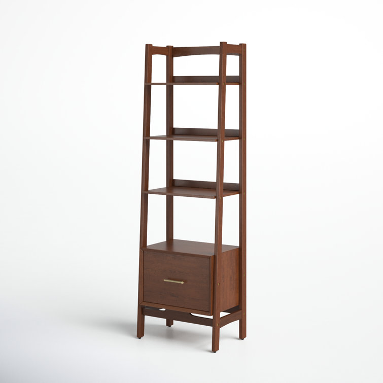 Landon Mid-Century Mahogany Narrow Etagere Bookcase