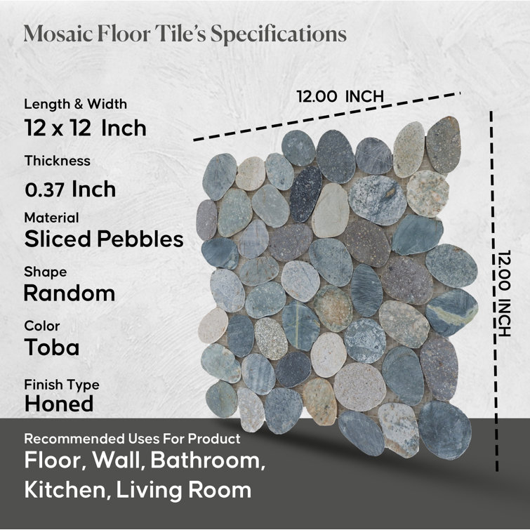 Toba Natural Stone Pebble Mosaic Tile for Indoor and Outdoor Use