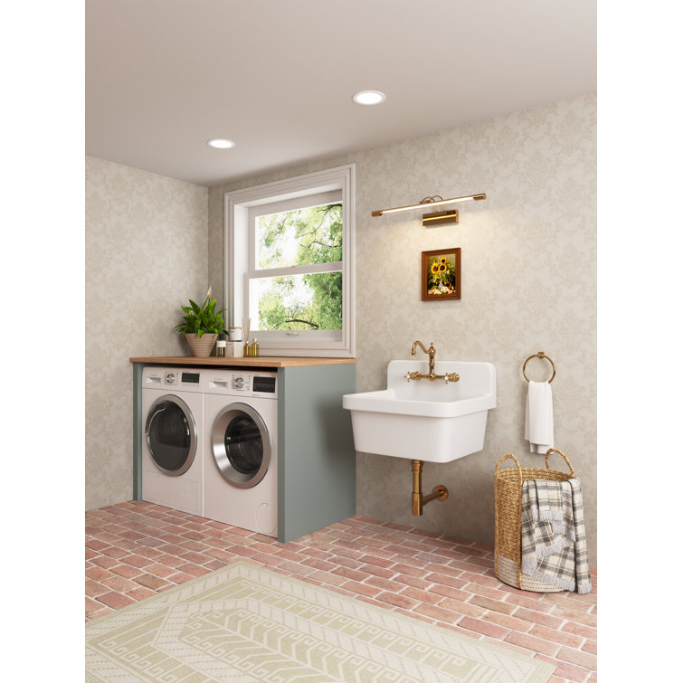 24" White Fireclay Farmhouse Wall Mount Utility Sink