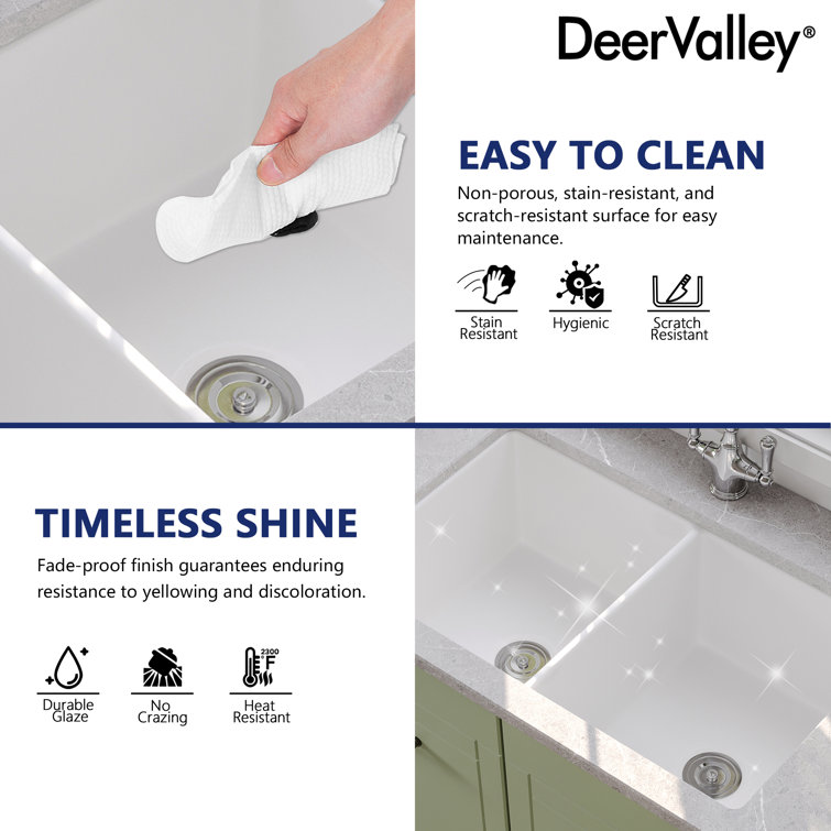 32" L Dual Mount 50/50 Double Bowl Undermount/Drop in Kitchen Sink with Basket Strainer and Sink Grid