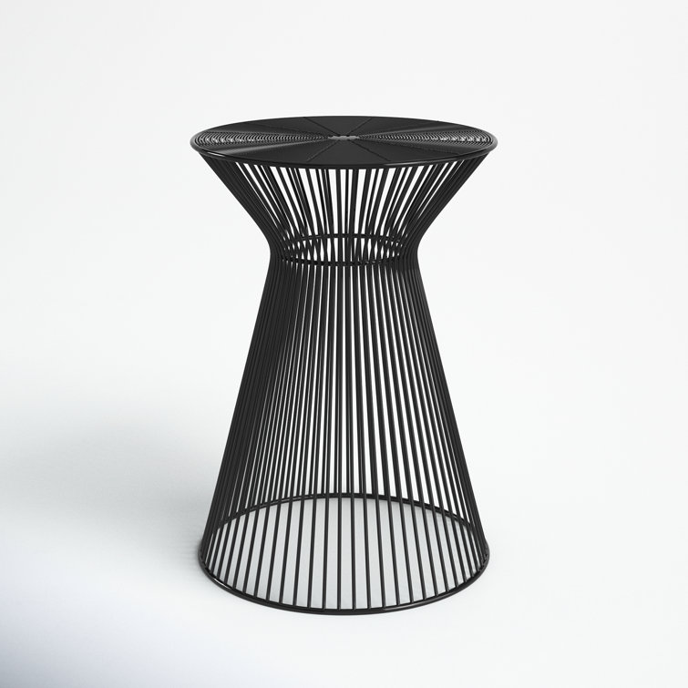 Black Metal Round Pedestal End Table