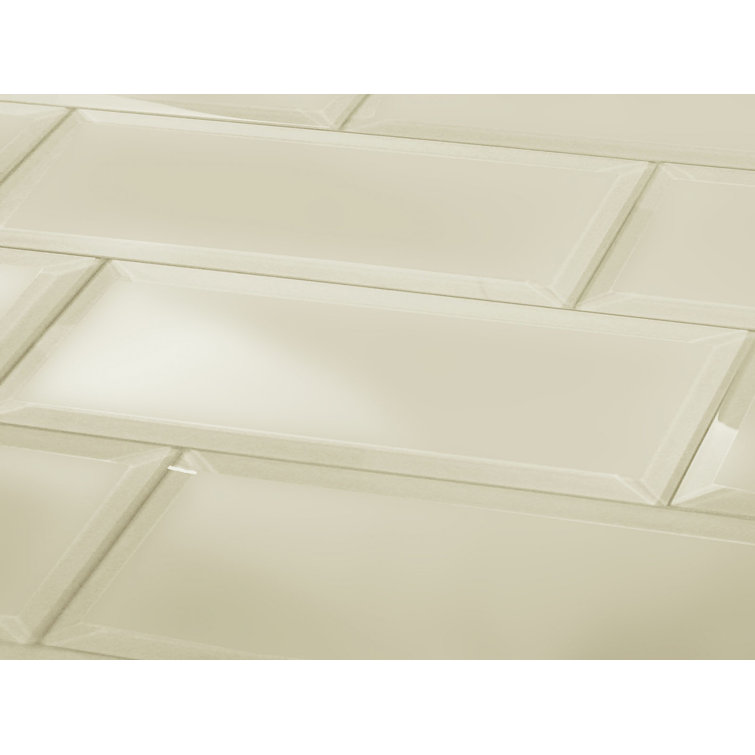 Frosted Elegance 3x12 Matte Beige Glass Subway Wall Tile