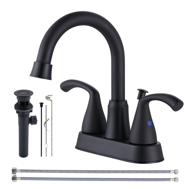 Matte Black High Arc Double Handle Bathroom Faucet