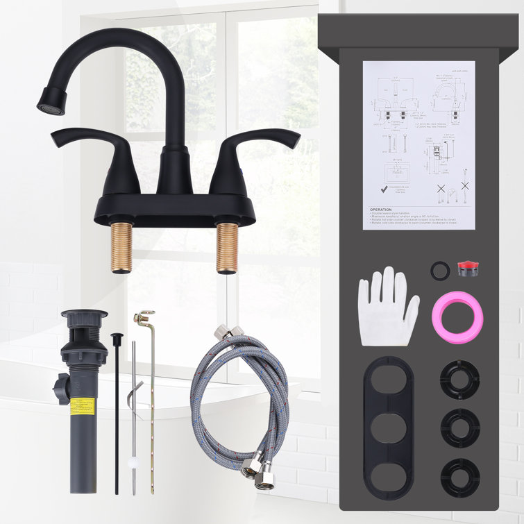 Matte Black High Arc Double Handle Bathroom Faucet