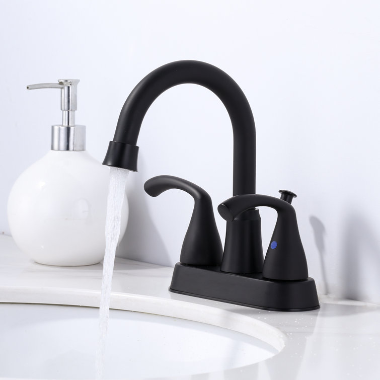 Matte Black High Arc Double Handle Bathroom Faucet