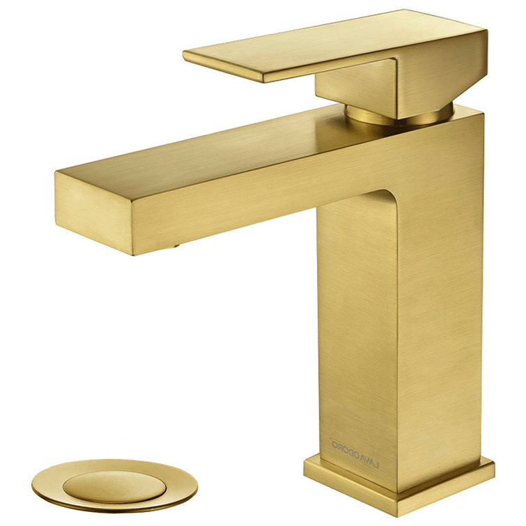 Brushed Gold Single Handle Square Bathroom Faucet