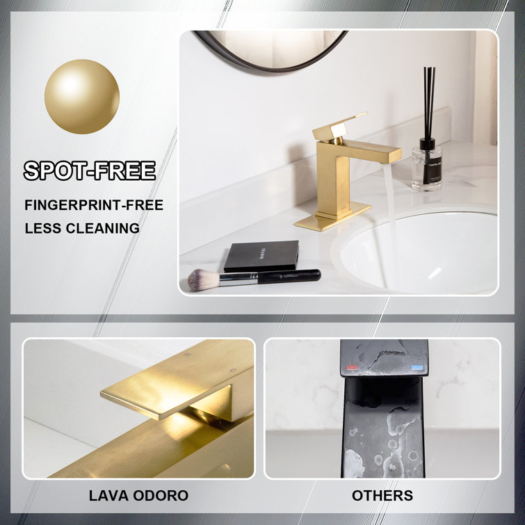 Brushed Gold Single Handle Square Bathroom Faucet