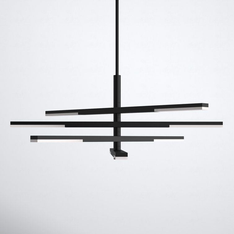 Black Crystal Cascade Dimmable LED Chandelier with Silica Diffuser
