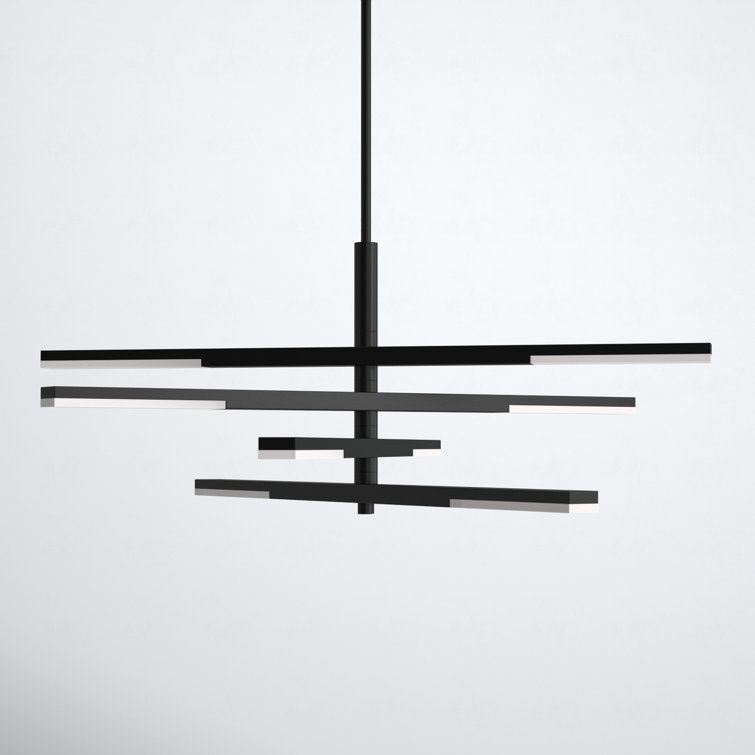 Black Crystal Cascade Dimmable LED Chandelier with Silica Diffuser