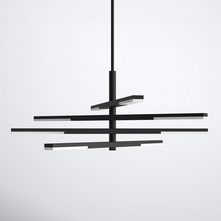Black Crystal Cascade Dimmable LED Chandelier with Silica Diffuser