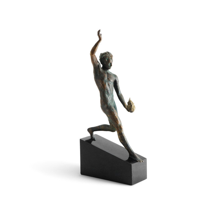 Prometheus Patinated Brass and Granite Statue