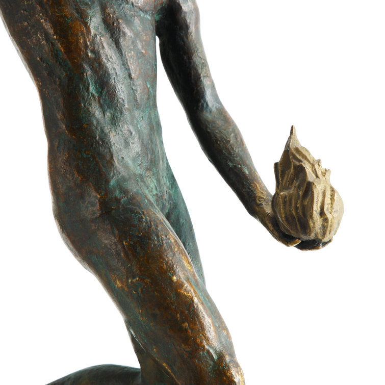 Prometheus Patinated Brass and Granite Statue