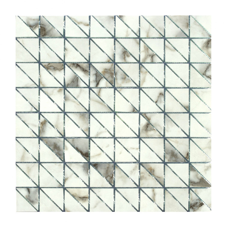 Musico Bianco Carrara 12'' x 12'' Glass Mosaic Tile