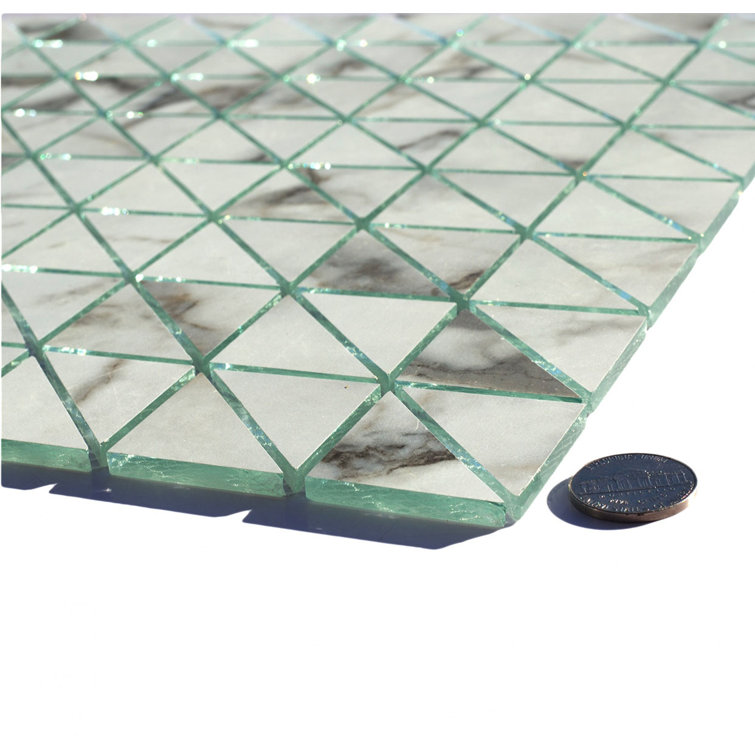 Musico Bianco Carrara 12'' x 12'' Glass Mosaic Tile