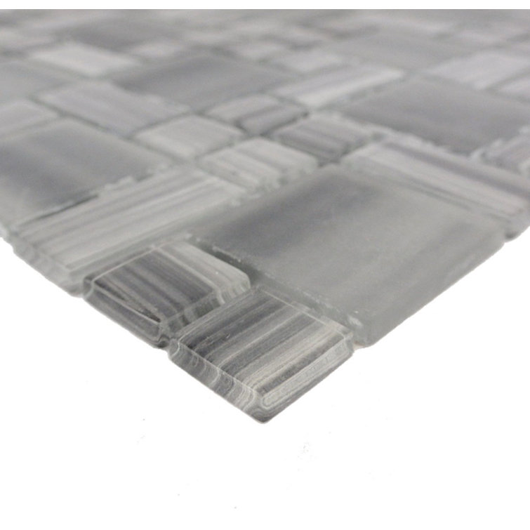 Handicraft II 12x12 Gray Stained Glass Mosaic Wall Tile