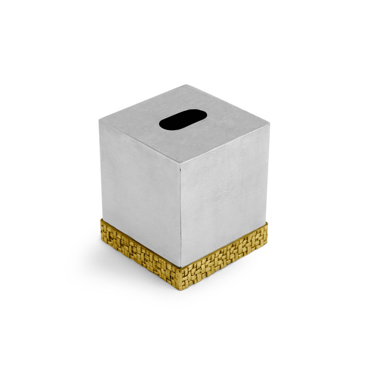 Stainless Steel and Gold Woven Tissue Box Holder