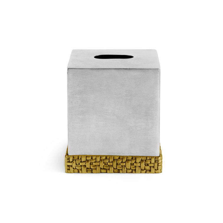 Stainless Steel and Gold Woven Tissue Box Holder
