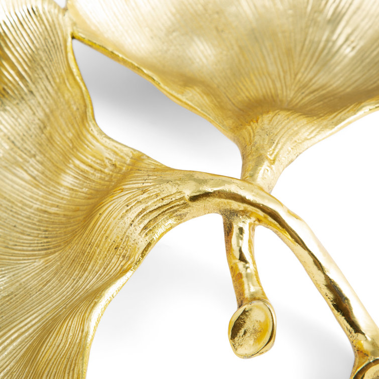 Ginkgo Leaf Inspired Gold Tone Double Serving Dish