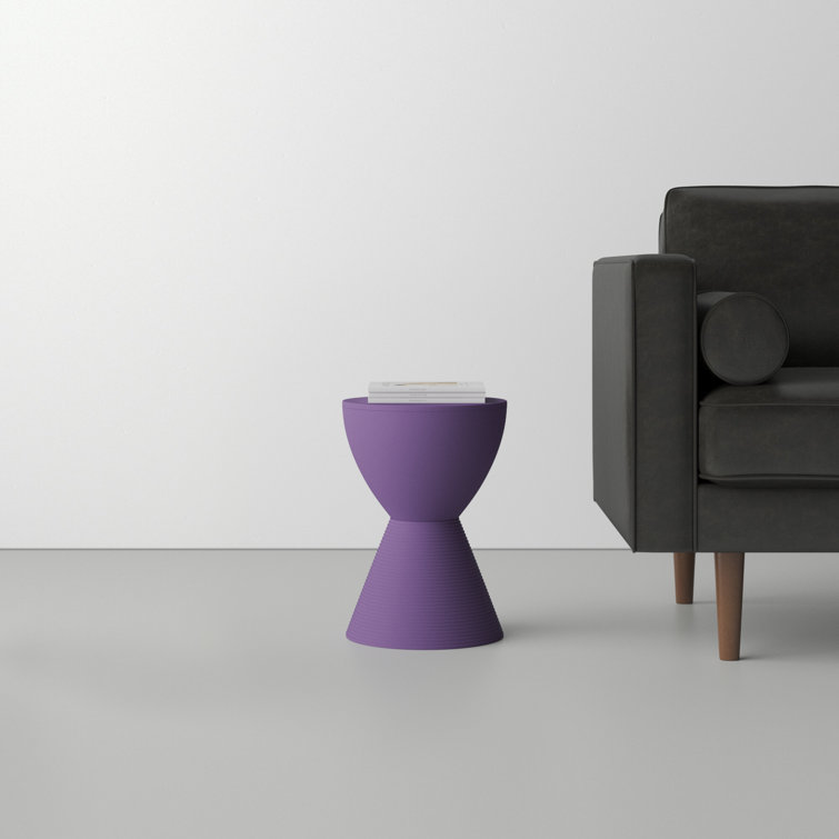 Purple Ribbed Hourglass Polypropylene End Table