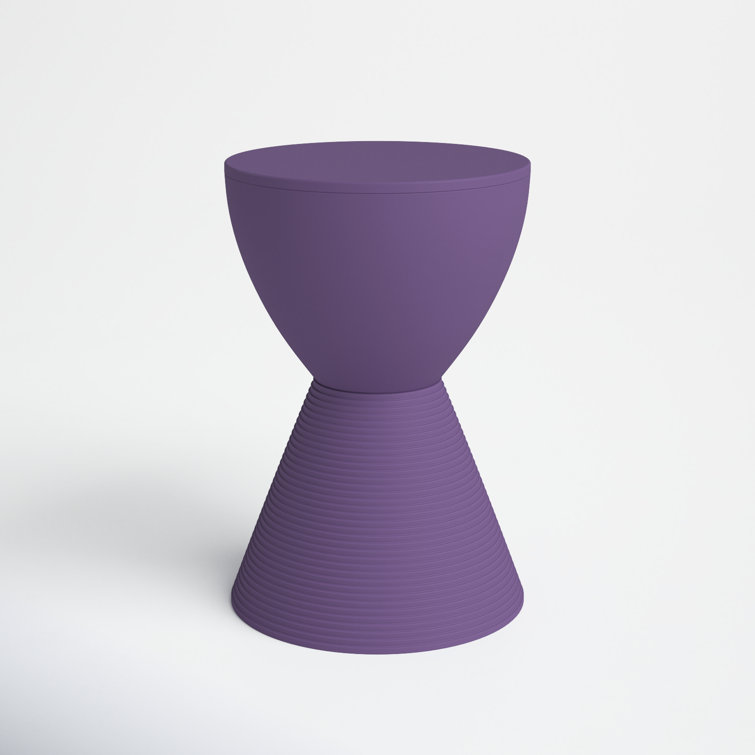 Purple Ribbed Hourglass Polypropylene End Table