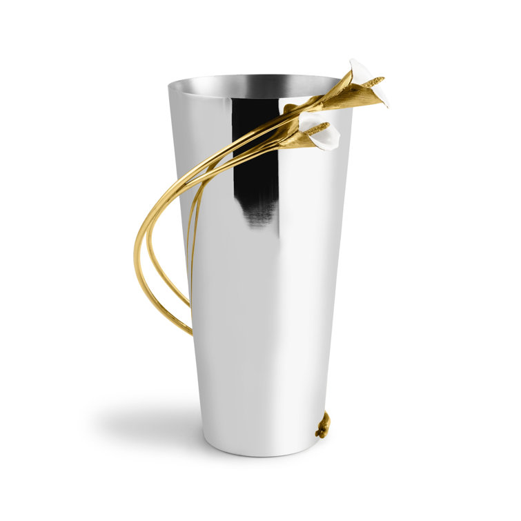 Calla Lily 13" Silver Metal Table Vase