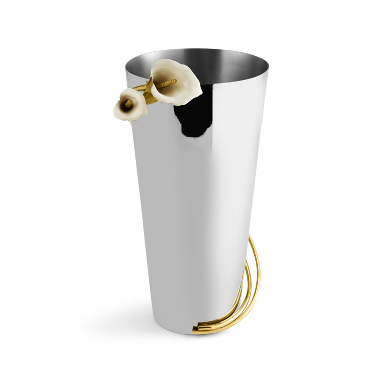 Calla Lily 13" Silver Metal Table Vase