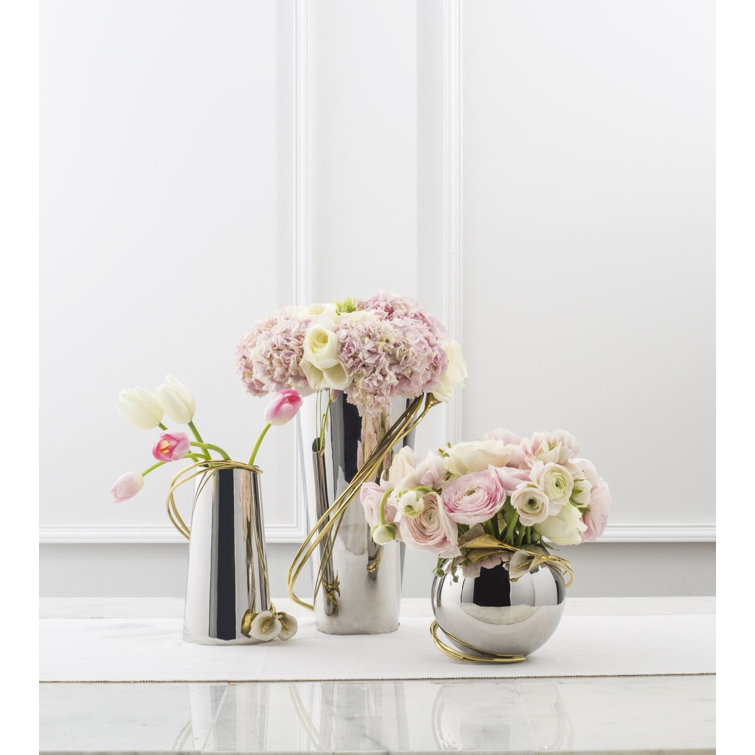 Calla Lily 13" Silver Metal Table Vase
