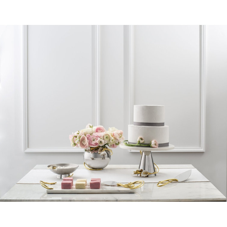 White Marble Rectangular Cheese Board with Gold Spreader Knife